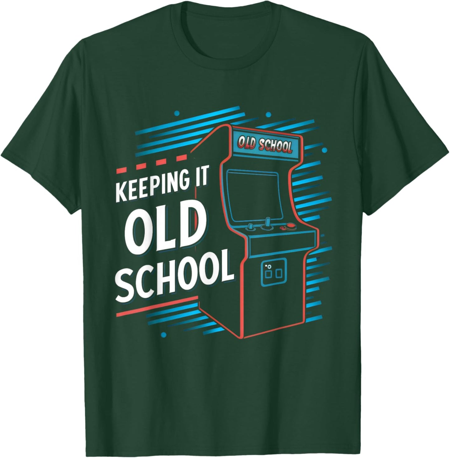 Keeping It Old School Gamer Vintage 80's 90's Arcade Gaming T-Shirt - T-Shirt | Forest