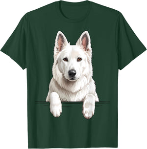 Berger Suisse Blanc Mignon regardant Berger Blanc Suisse T-Shirt - T-Shirt | Forest