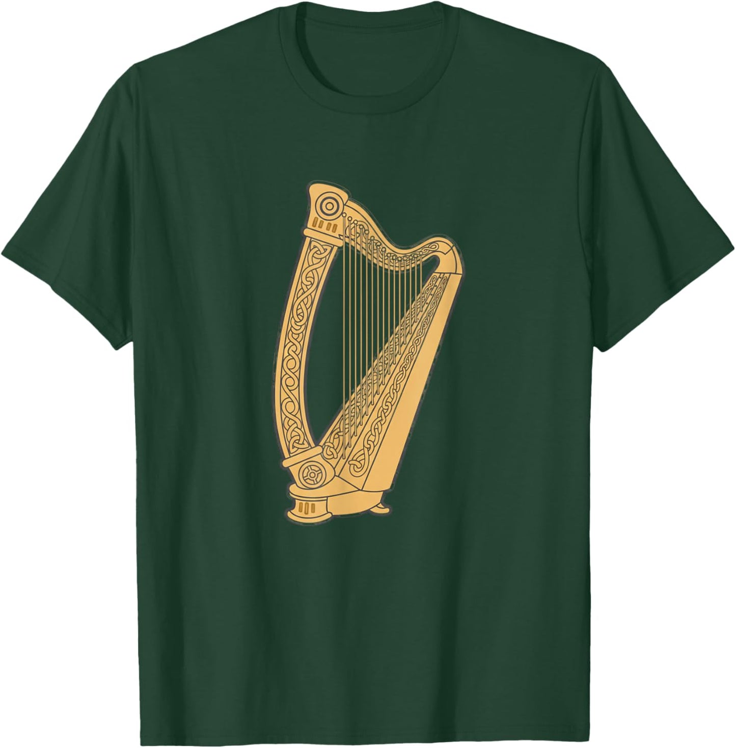 Irish Harp Illustration Celtic Instrument Music T-Shirt - T-Shirt | Forest