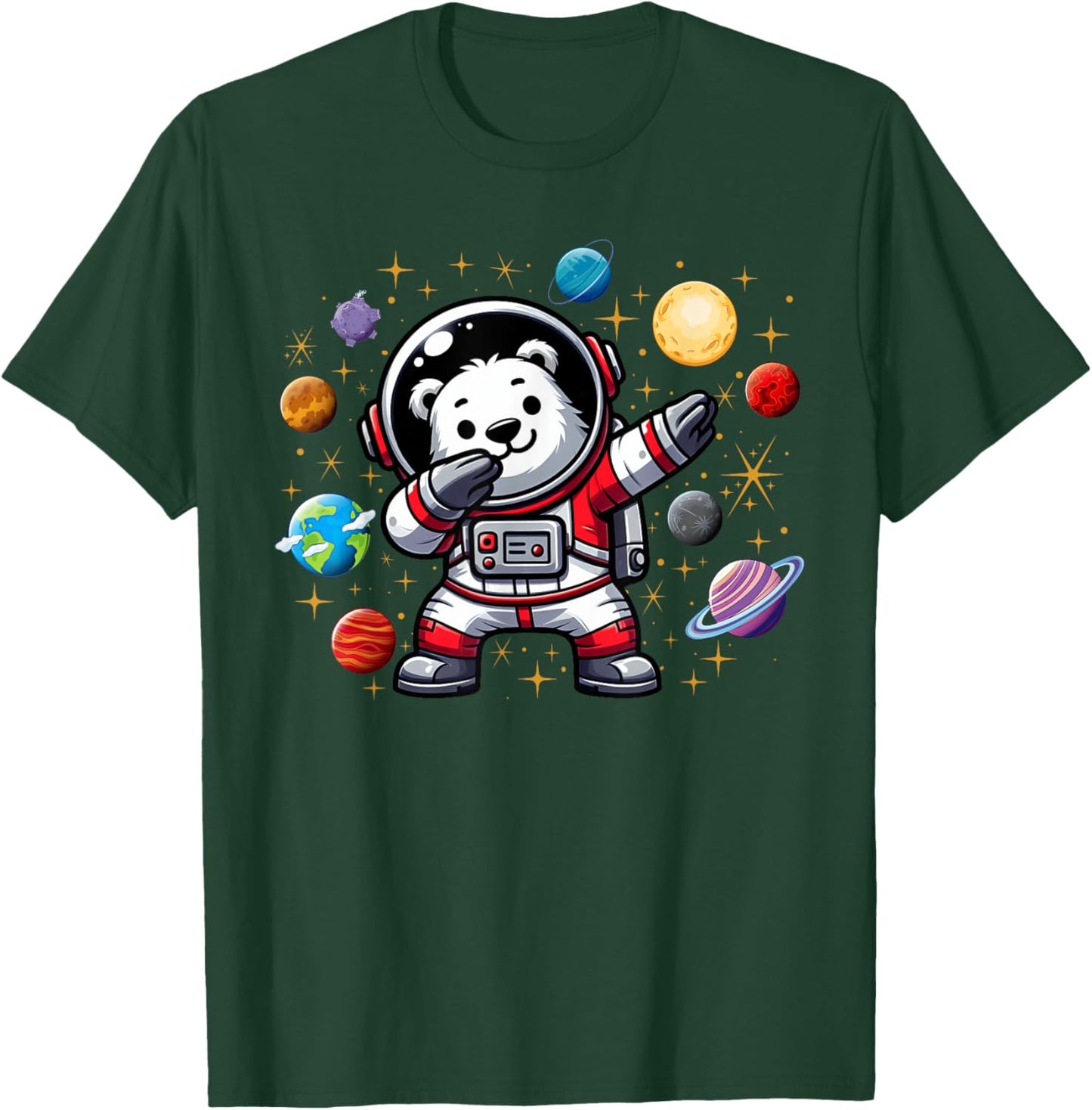 Polar Bear Astronaut Dabbin In Space Cosmic Galaxy Adventure T-Shirt - T-Shirt | Forest