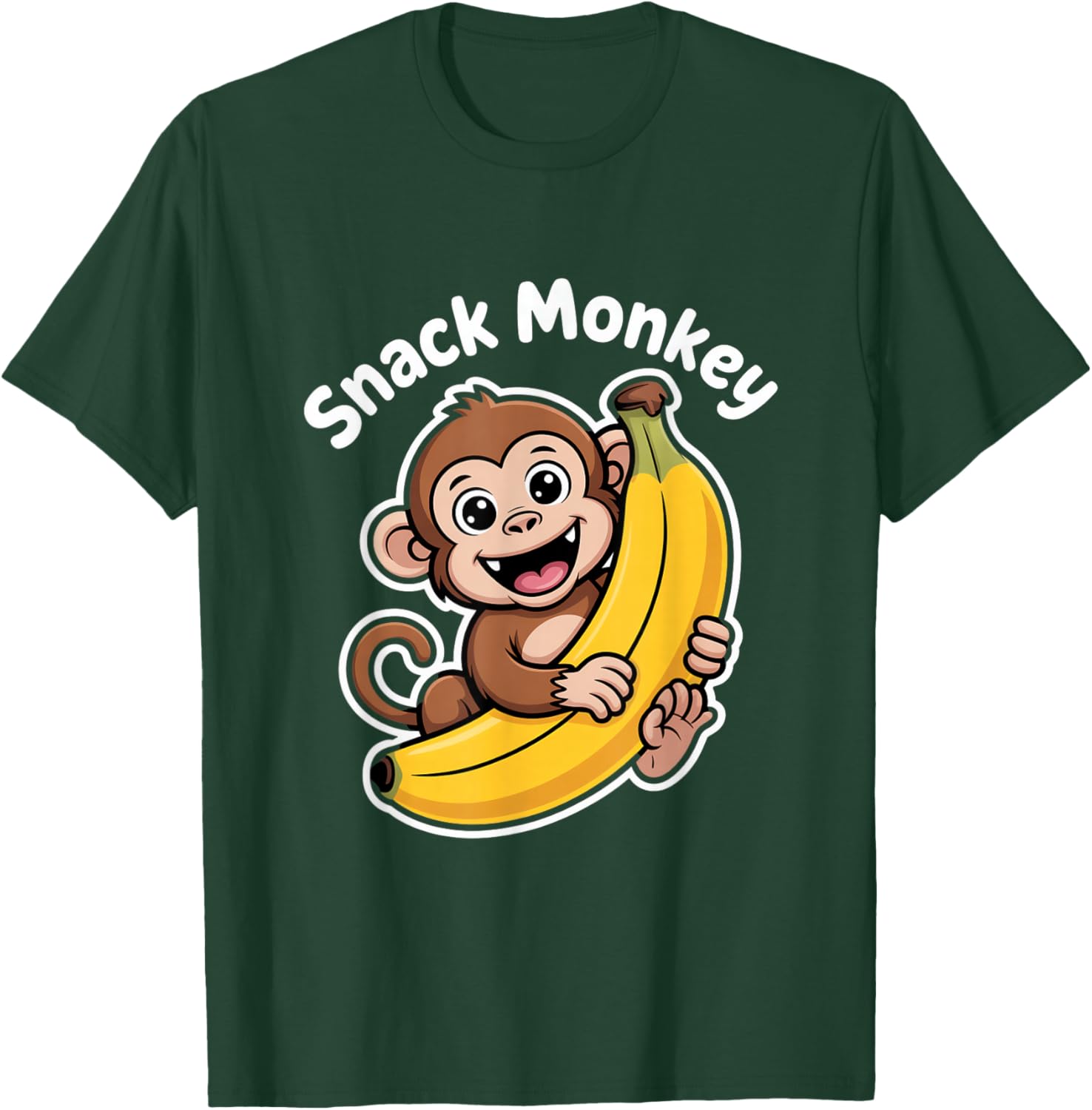 Snack Monkey Cute Banana Lover Fun Cartoon Style T-Shirt - T-Shirt | Forest