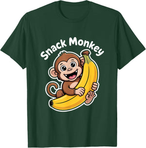 Snack Monkey Cute Banana Lover Fun Cartoon Style T-Shirt - T-Shirt | Forest