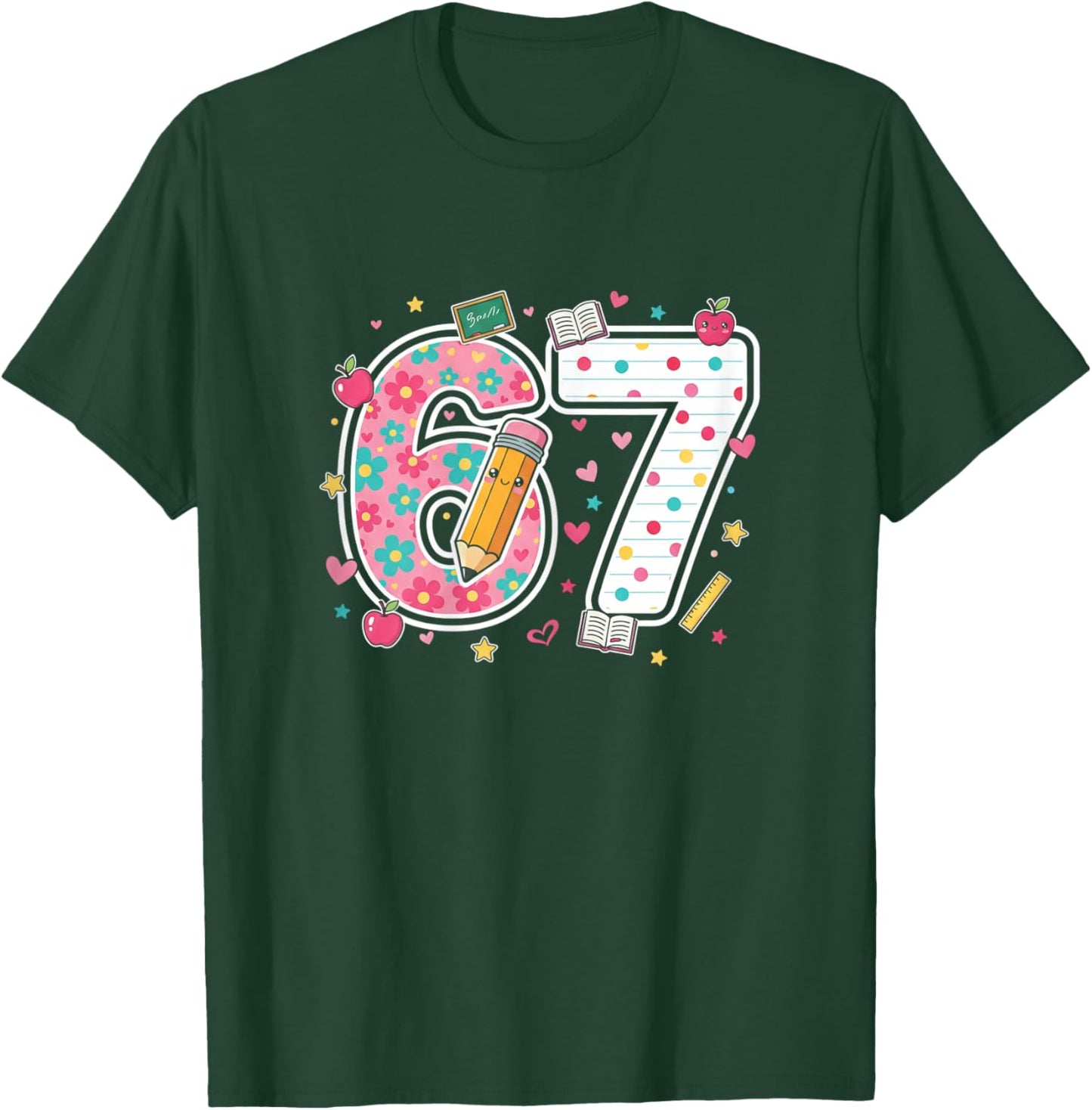 Funny Seven 6 7 Meme Teacher , Women and Girls T-Shirt - T-Shirt | Forest