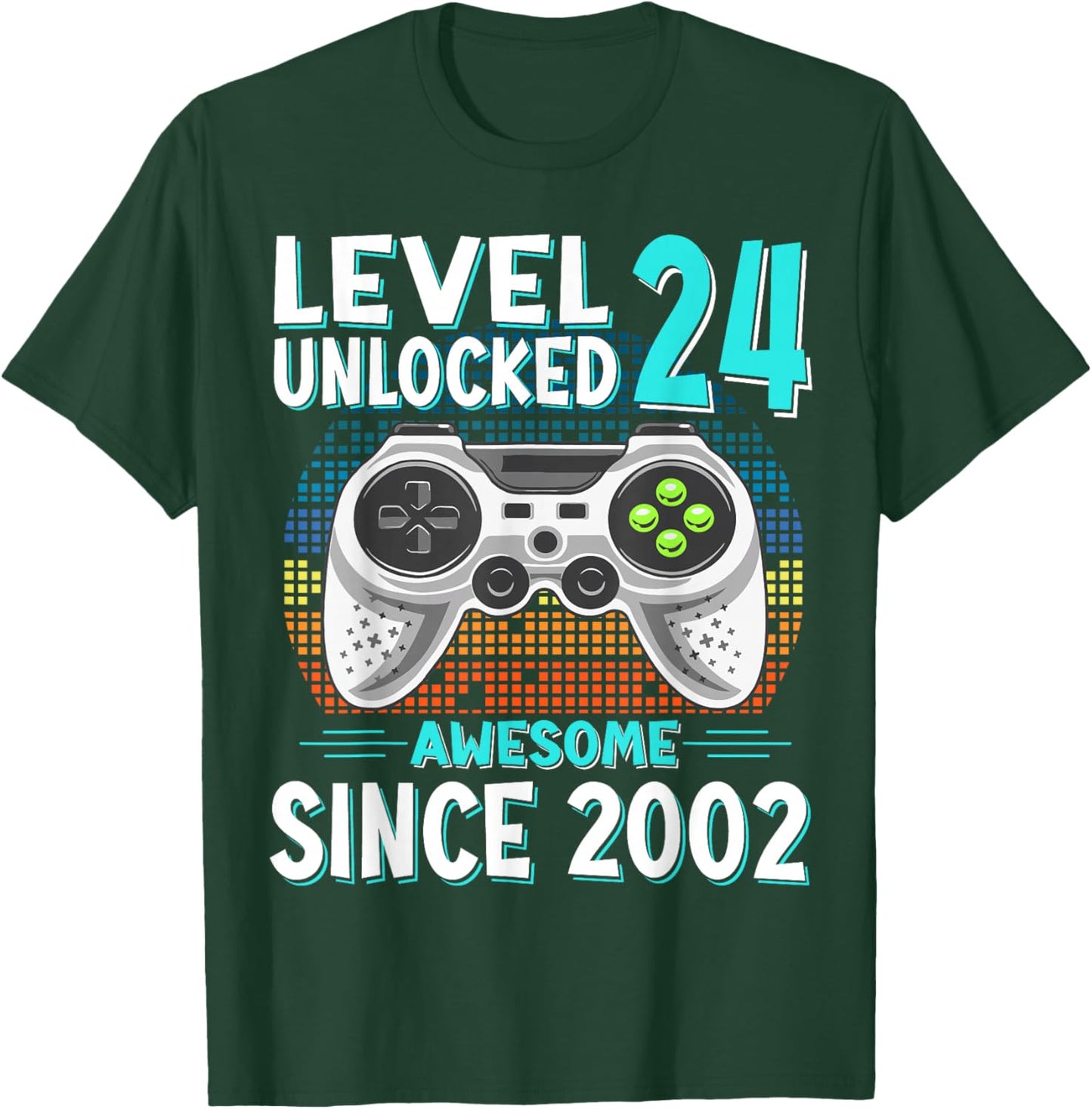 Cadeau 24 Anniversaire 24 Ans Gamer Niveau 24 Débloqué 2002 T-Shirt - T-Shirt | Forest