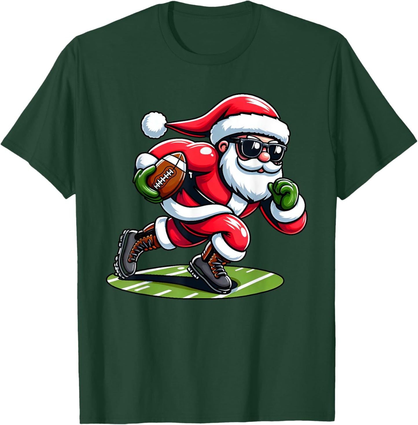 Christmas Santa Claus Play A Football Funny Boys Kids Xmas T-Shirt - T-Shirt | Forest