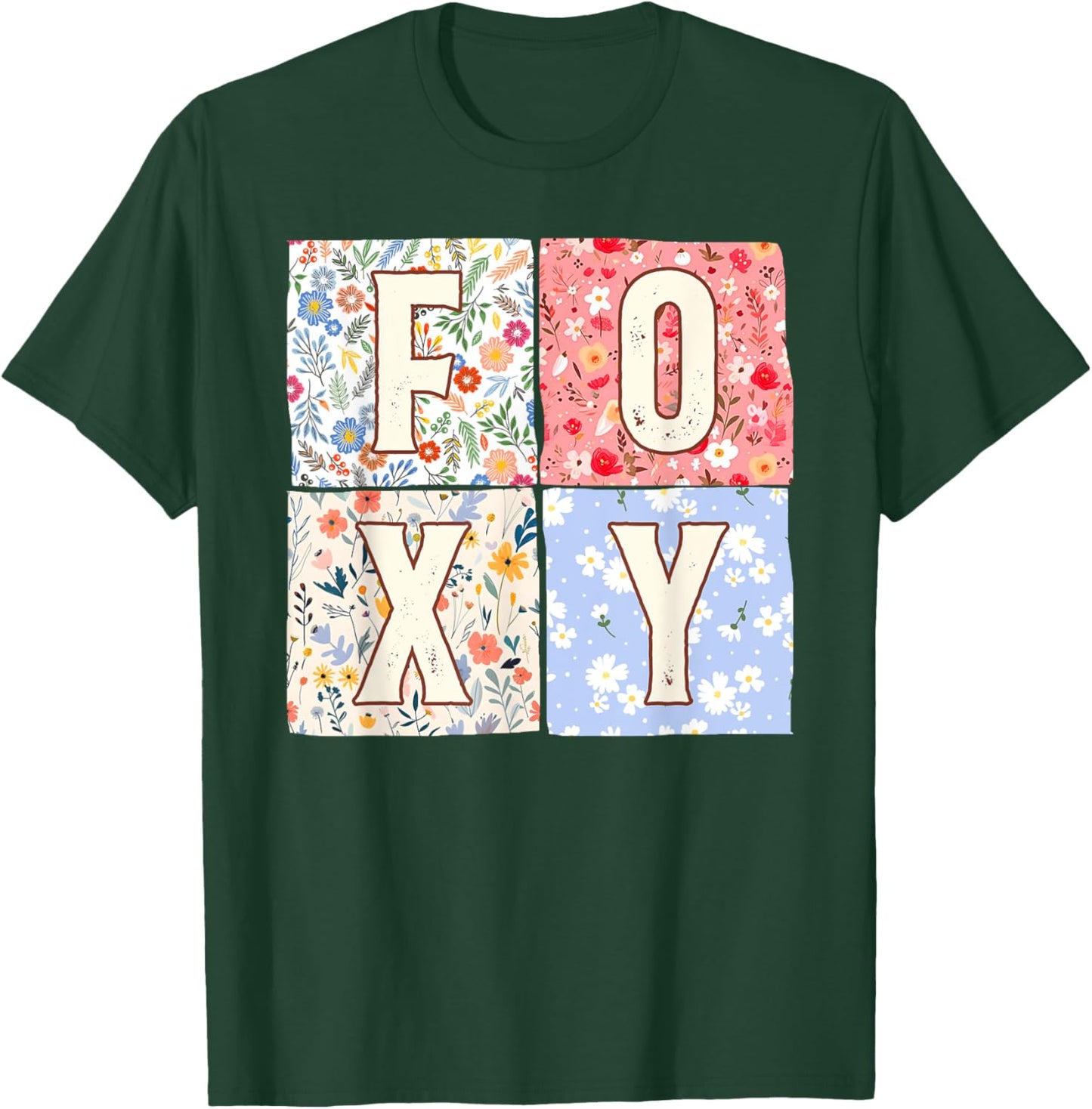 Foxy Grandma Grandmother Mother's Day Boho Floral Flower T-Shirt - T-Shirt | Forest
