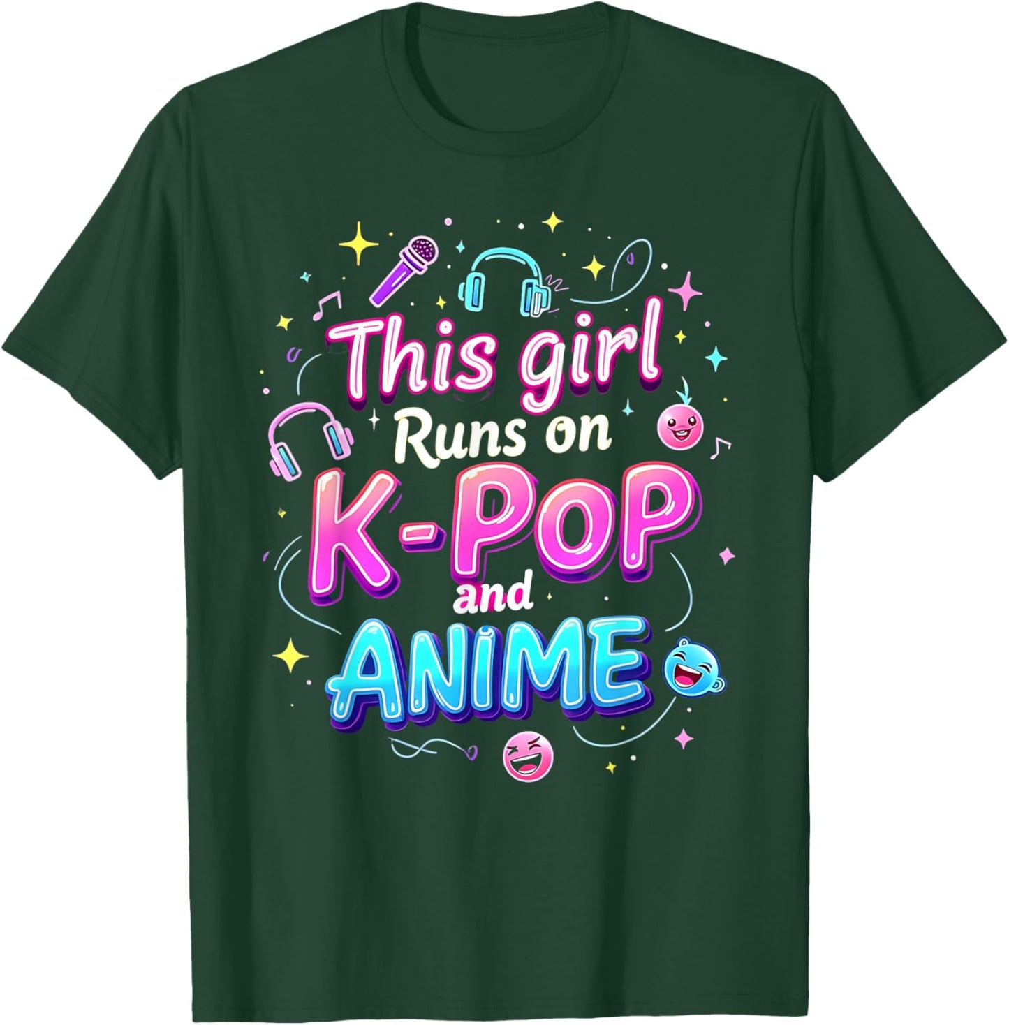 This Girl Runs On K-pop And Anime Cute Fan T-Shirt - T-Shirt | Forest