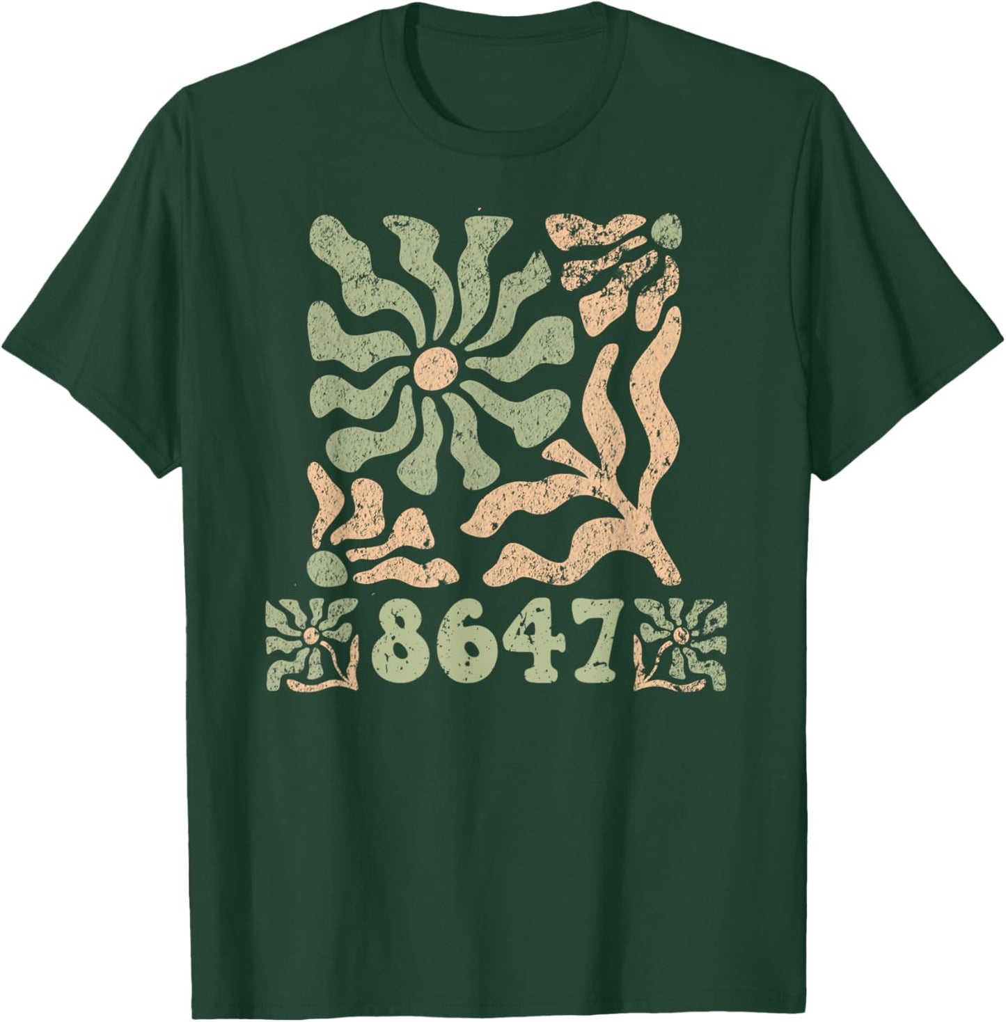 8647 Subtle Anti Trump 86 47 Floral Boho Style T-Shirt - T-Shirt | Forest