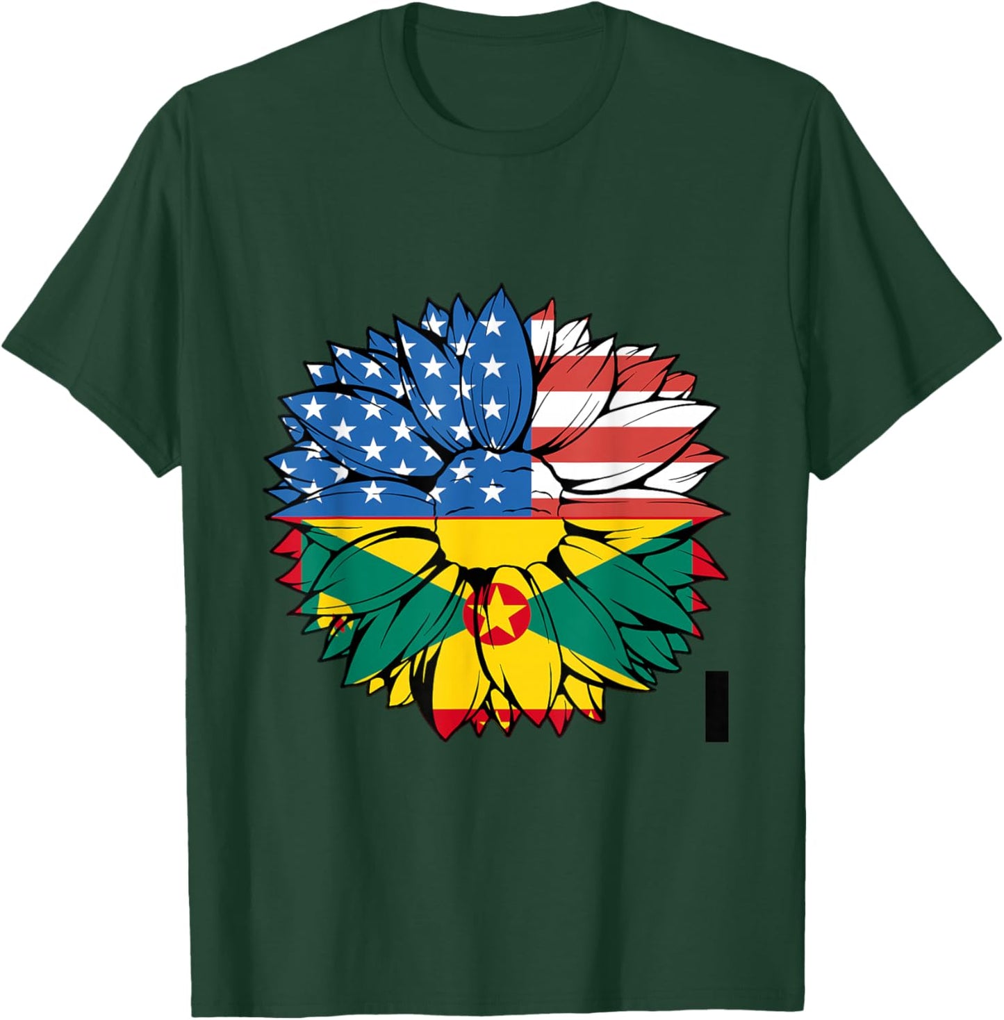 Grenada Sunflower America Grenadian Roots Grenadian Flag T-Shirt - T-Shirt | Forest