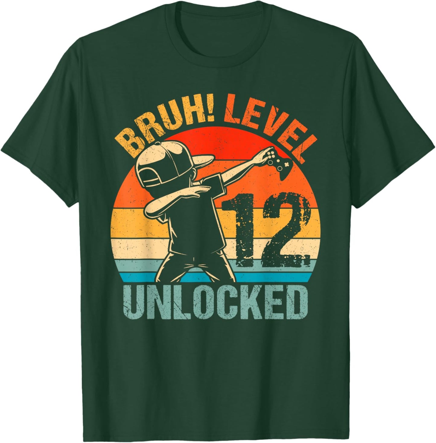 12 Years Old Birthday Dabbing Boy Bruh 12th Level Unlocked T-Shirt - T-Shirt | Forest