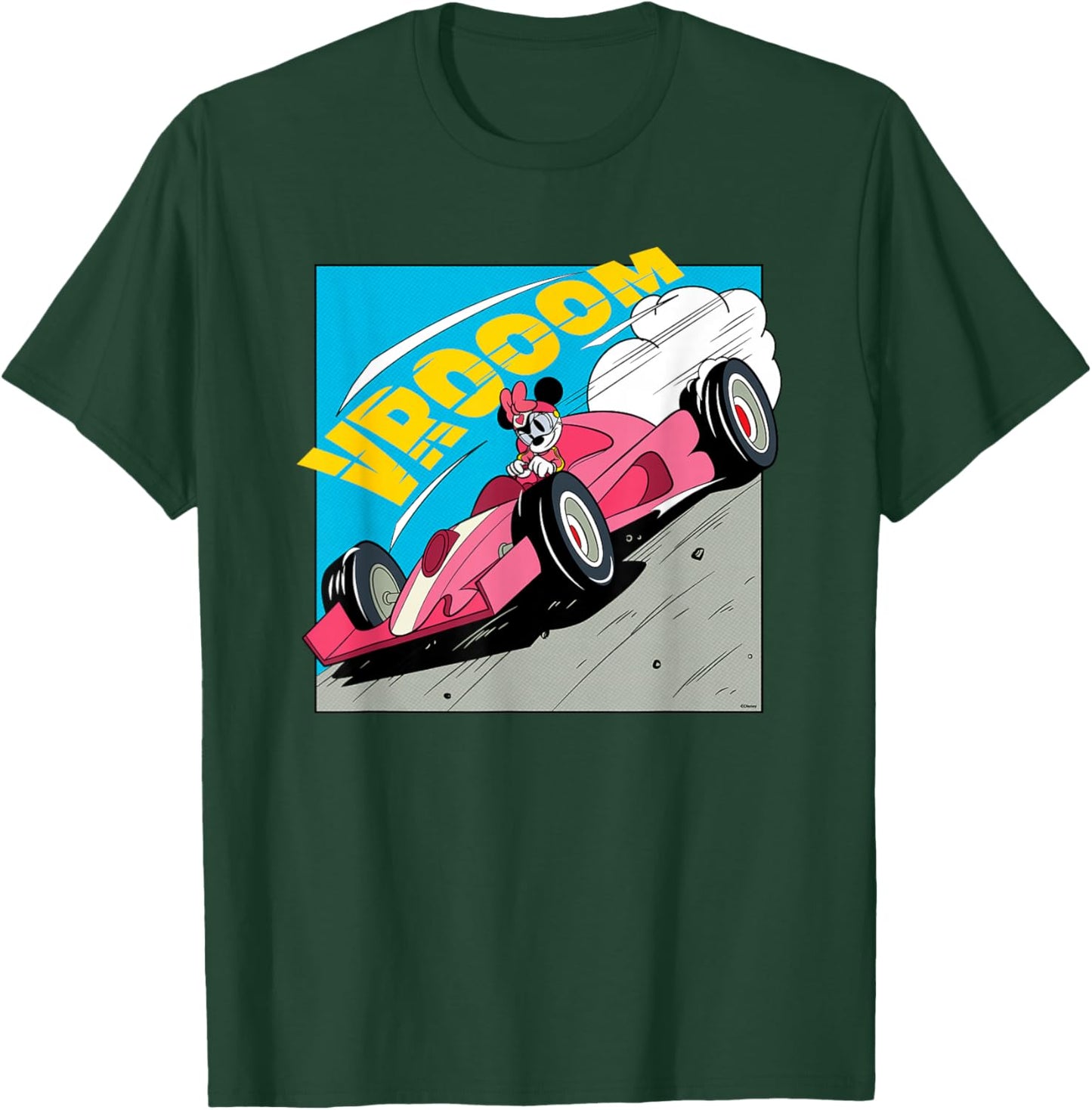 Disney Minnie Mouse Racing Team VROOOM Race Car Driver T-Shirt - T-Shirt | Forest