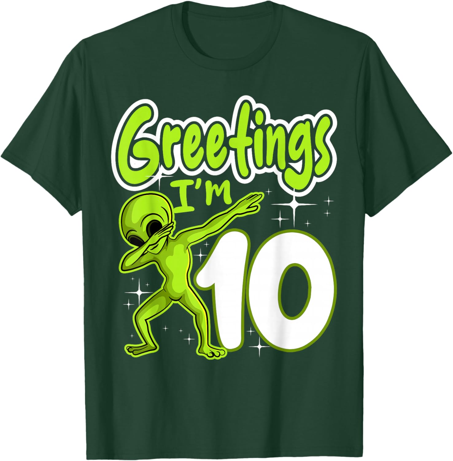 Alien 10th Birthday Dubbing Party Space Galaxy Traveler UFO T-Shirt - T-Shirt | Forest