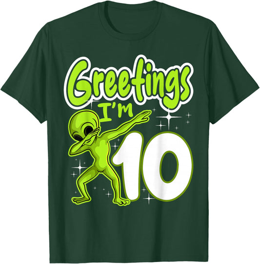 Alien 10th Birthday Dubbing Party Space Galaxy Traveler UFO T-Shirt - T-Shirt | Forest