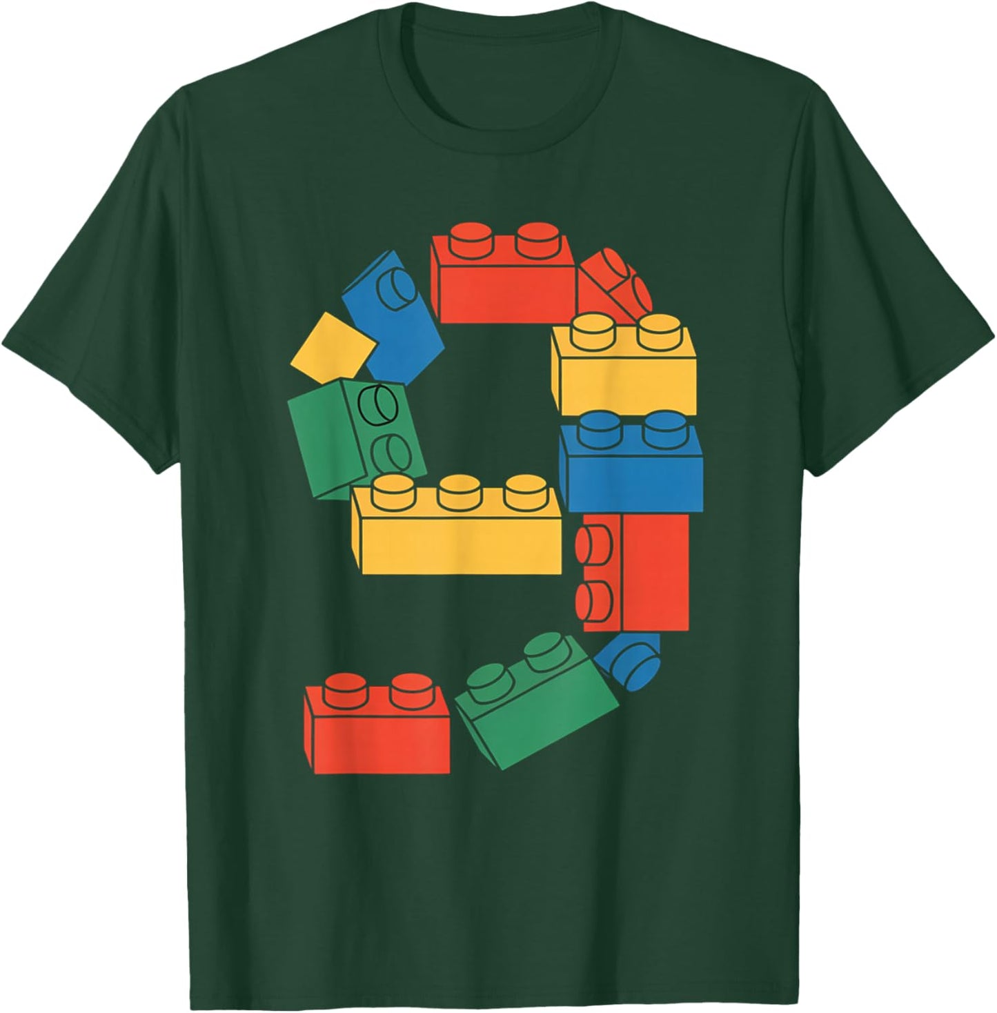 Baumeister zum 9. Geburtstag, neun 9 Jahre alt, Baustein T-Shirt - T-Shirt | Forest