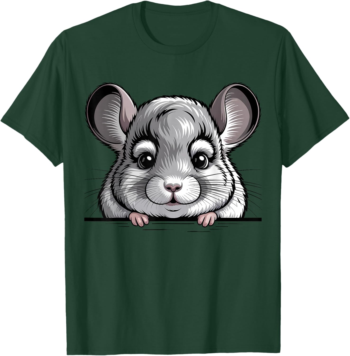 Chinchilla Funny Peeking Fluffy Pet Animal T-Shirt - T-Shirt | Forest