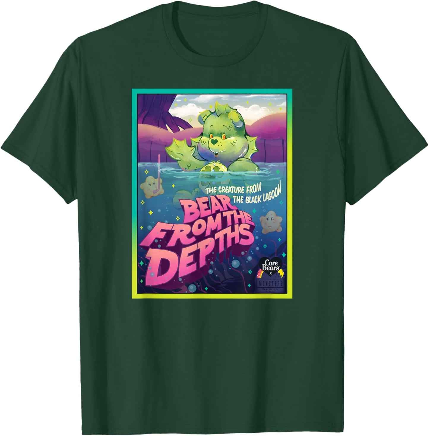 Care Bears x Universal Monsters Good Luck Bear Creature T-Shirt - T-Shirt | Forest