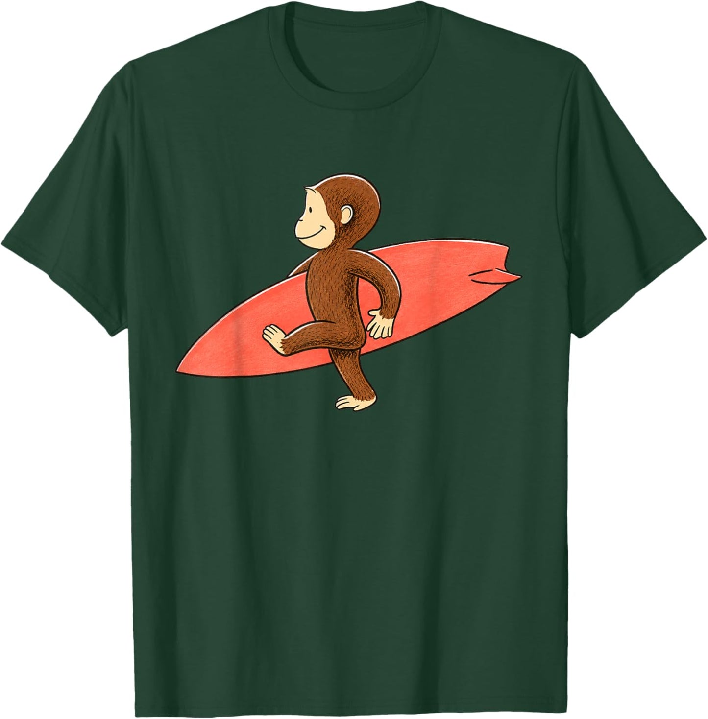 Cute Monkey Carrying Surfboard Beach Summer T-Shirt - T-Shirt | Forest