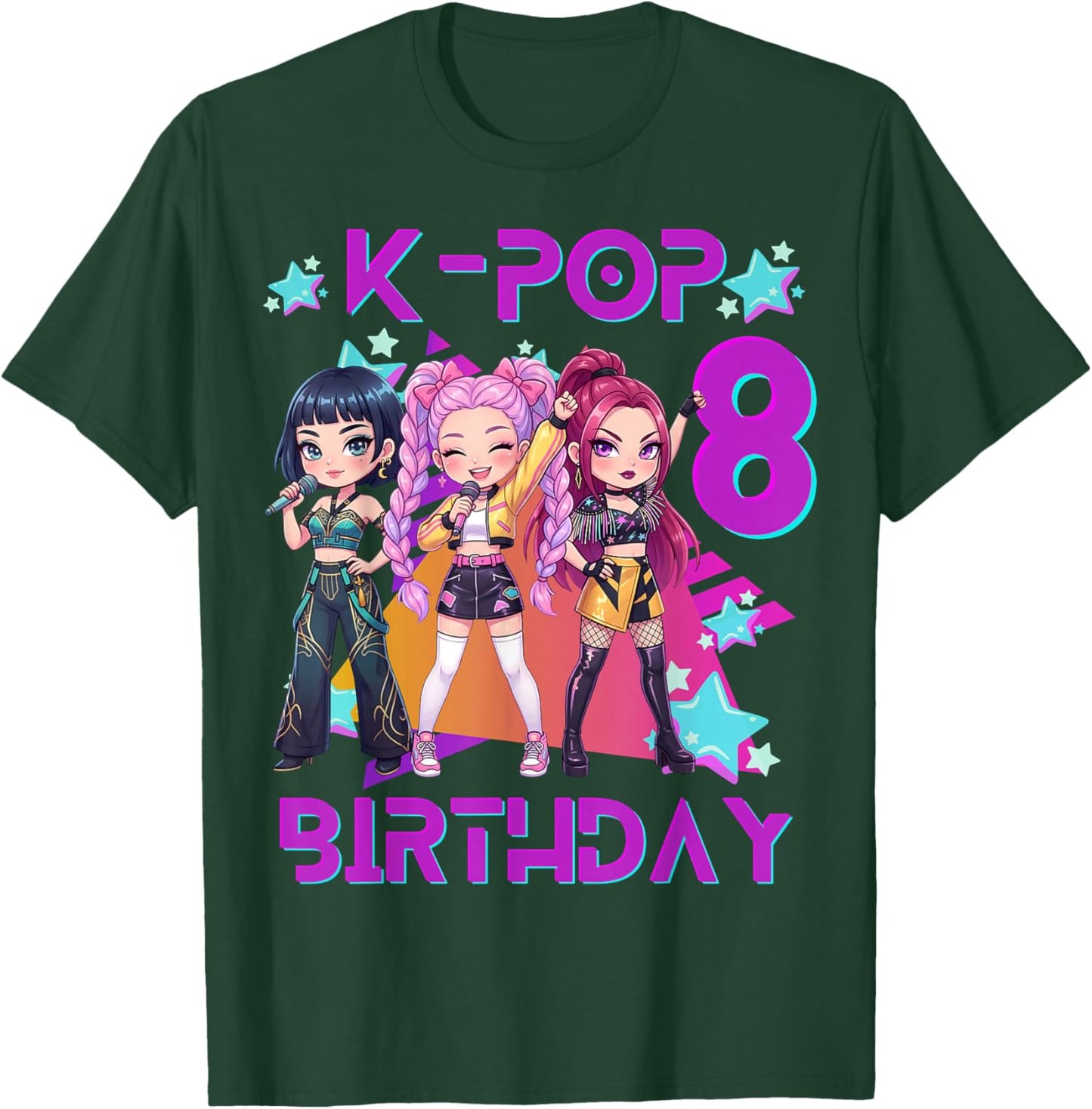 Funny Chibi Kpop Girl It's My 8th Birthday T-Shirt - T-Shirt | Forest