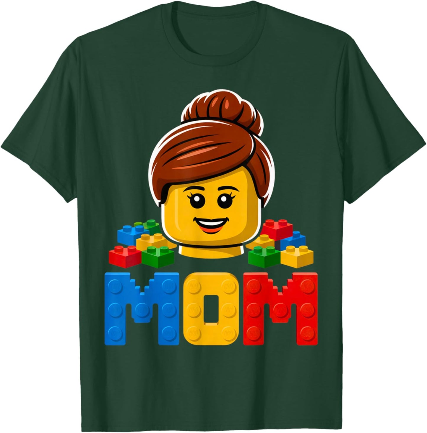 Family Mom Master Builder Building Bricks Blocks Mothers Day T-Shirt - T-Shirt | Forest