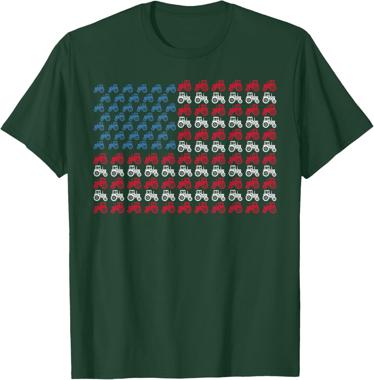 Farmer Tractors Arrange Into American Flag 4th Of July Kids Men T-Shirt - T-Shirt | Forest