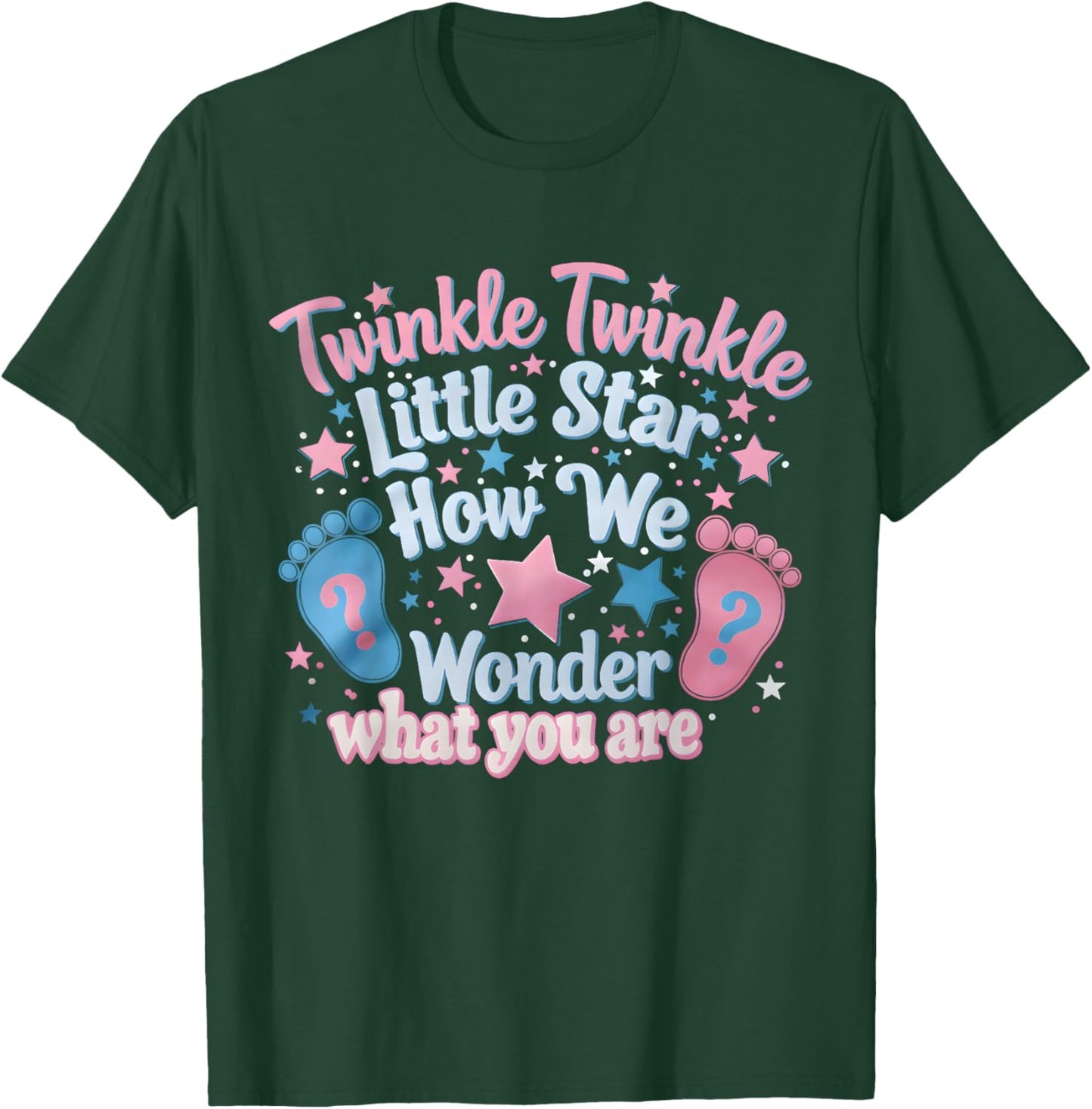 Twinkle Twinkle Little Star Gender Reveal Baby Shower T-Shirt - T-Shirt | Forest