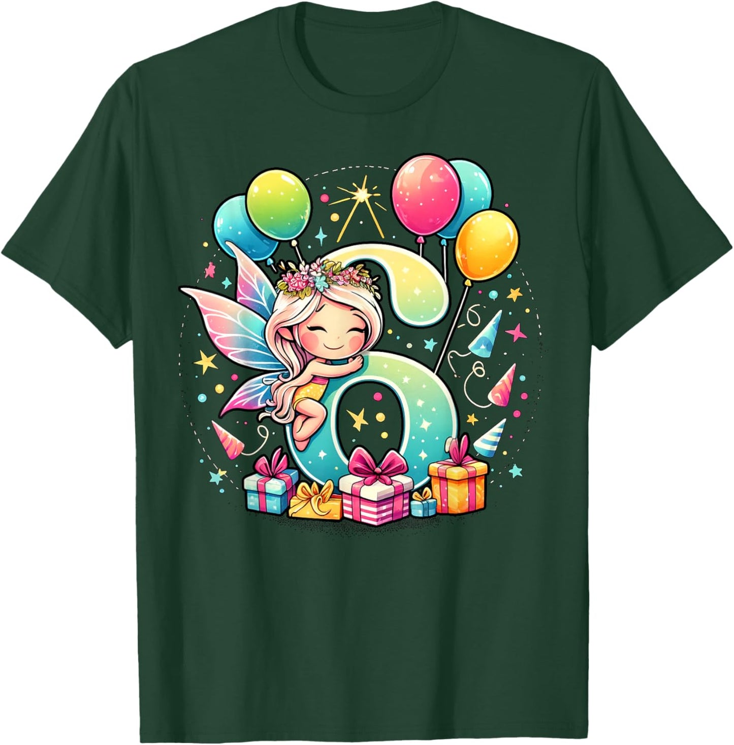 Kids Fairy Theme sixth Bday Party 6th Fairy Birthday T-Shirt - T-Shirt | Forest