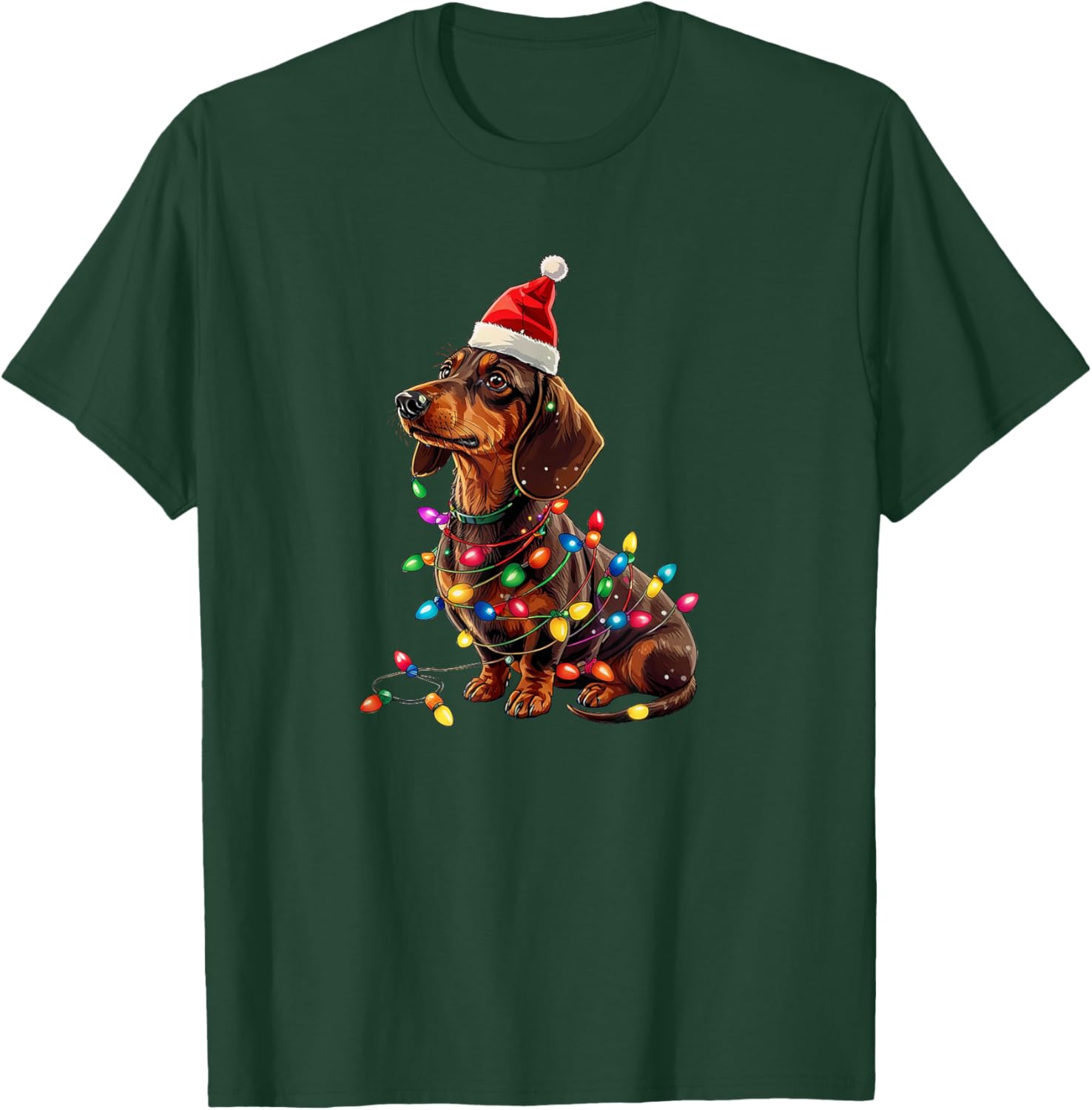 Dachshund Christmas Weiner Dog Xmas Pajamas Cute Women Kids T-Shirt - T-Shirt | Forest