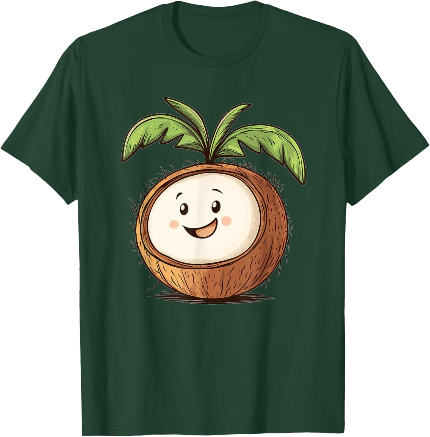 Cute Smiling Coconut I Cartoon Coconut T-Shirt - T-Shirt | Forest