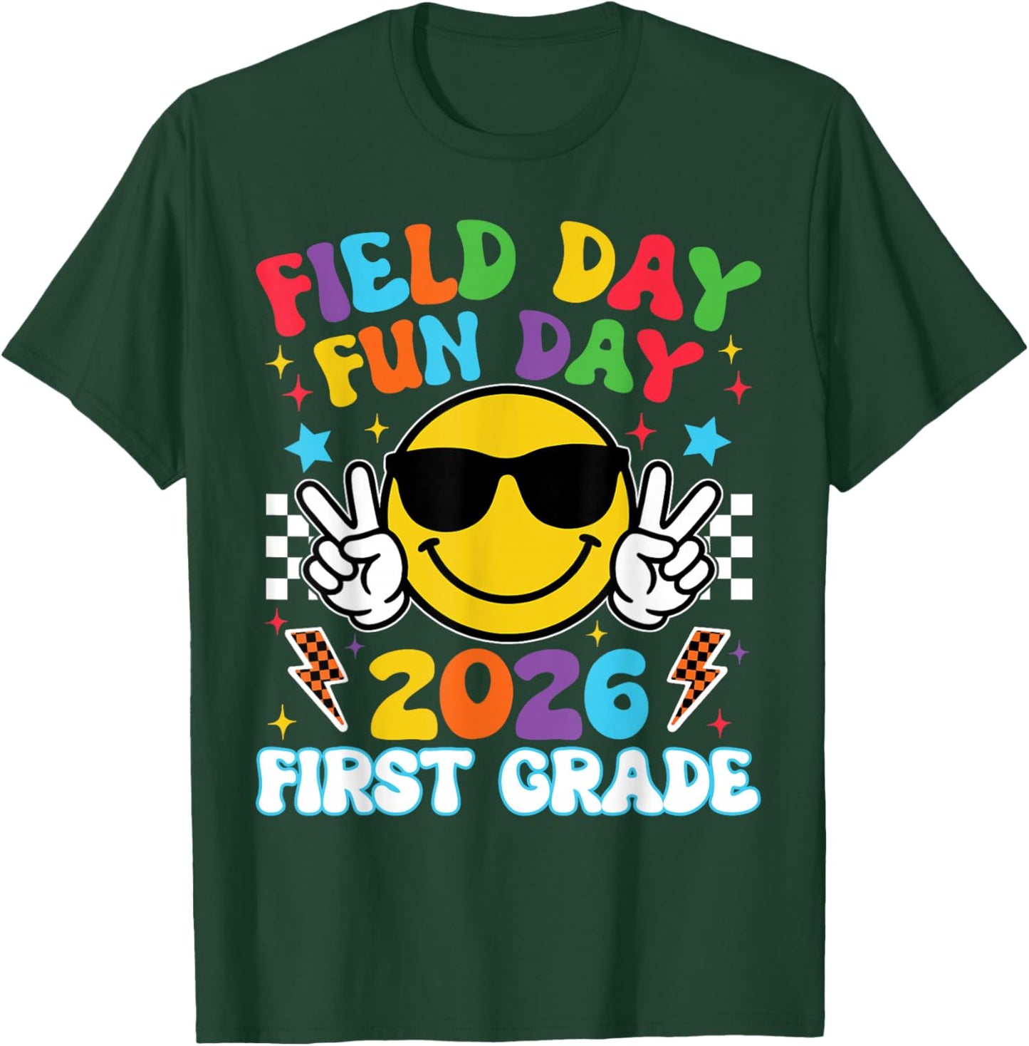 1st Grade Field Day Fun Day 2026 Teacher Boy Girl Kid T-Shirt - T-Shirt | Forest