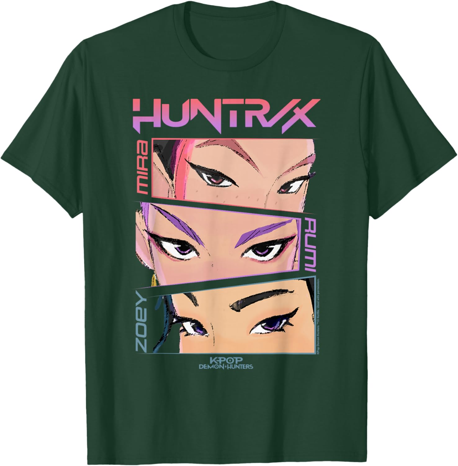 KPop Demon Hunters Huntrix Eyes Comic Strip T-Shirt - T-Shirt | Forest