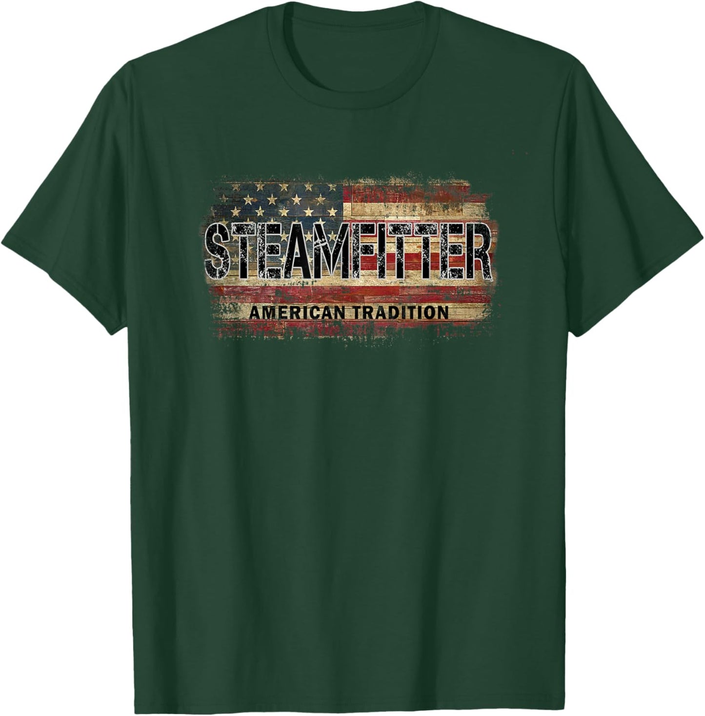American Flag Vintage Steamfitter T-Shirt - T-Shirt | Forest
