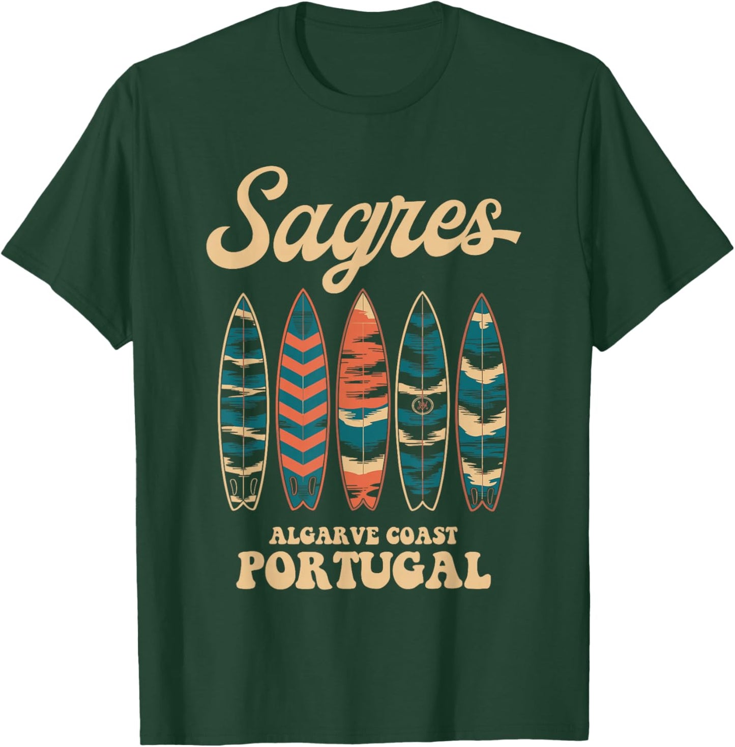Sagres Algarve Coast Portugal Surfboard Surfing Souvenir T-Shirt - T-Shirt | Forest