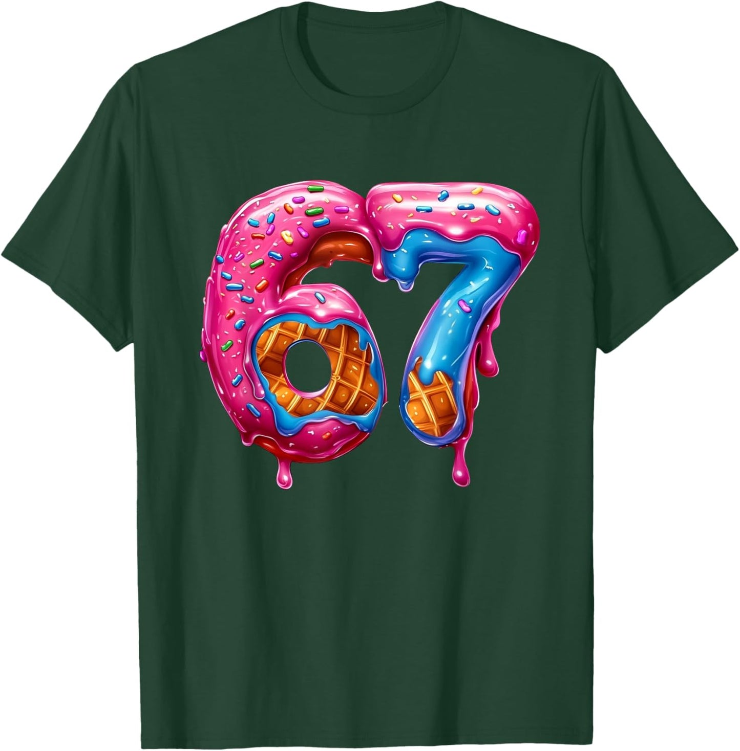 Six Seven Donut Ice Cream Drip Cool Meme Funny 67 T-Shirt - T-Shirt | Forest
