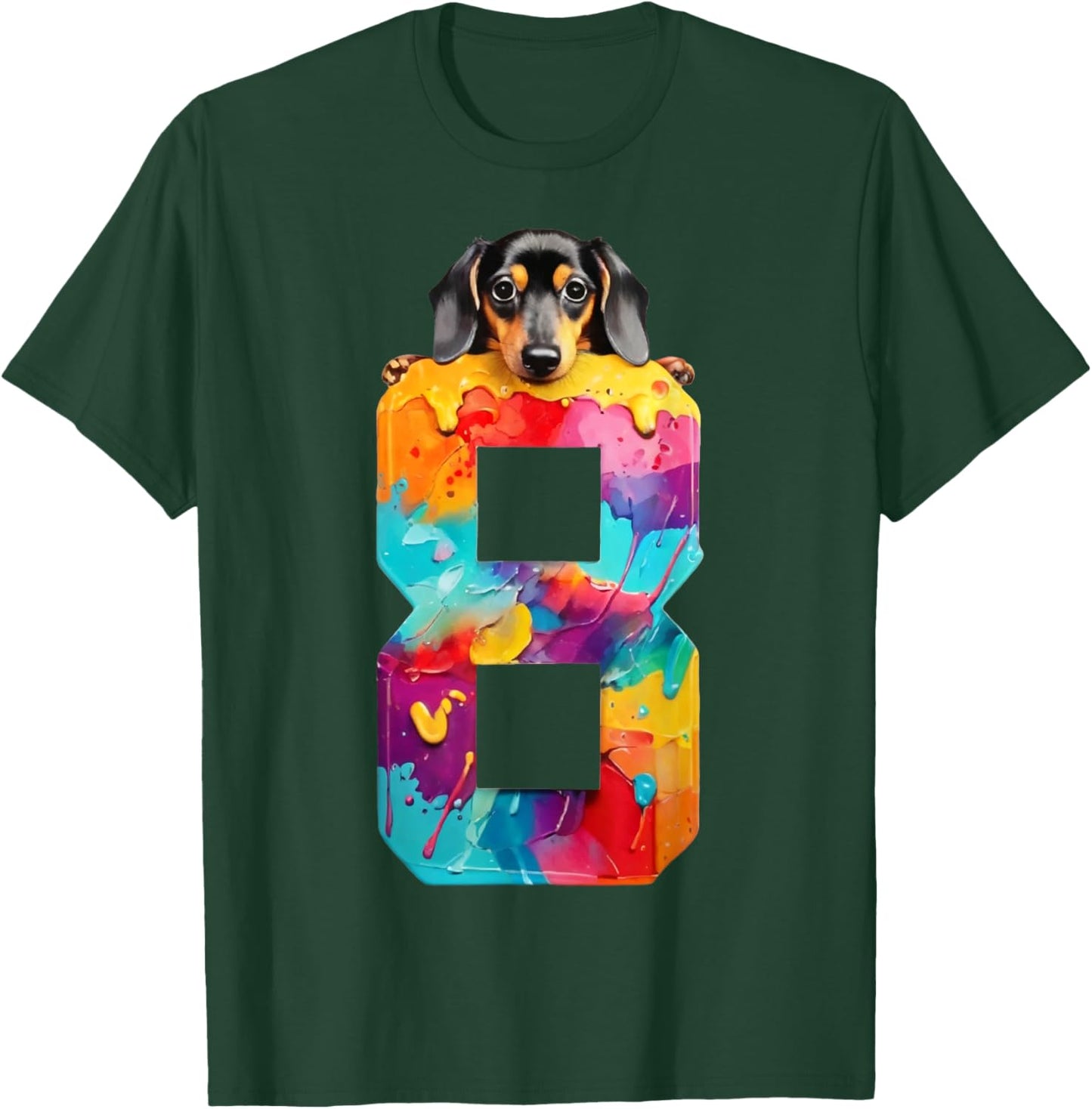 Dog 8 Years Dachshund 8th Birthday T-Shirt - T-Shirt | Forest