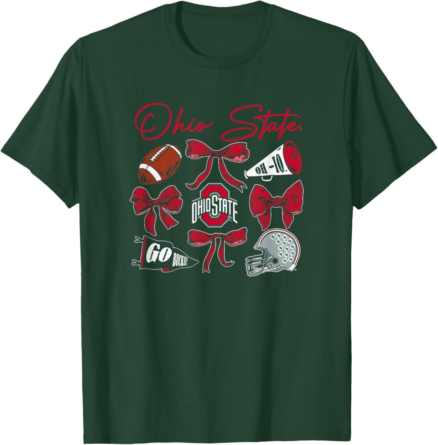 Ohio State Buckeyes Football Bows Black Officially Licensed T-Shirt - T-Shirt | Forest