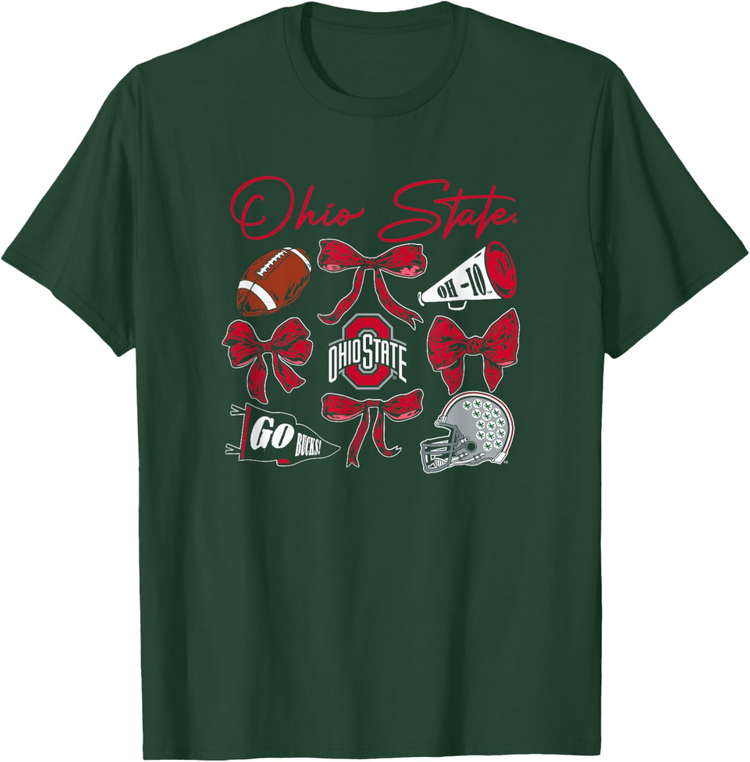 Ohio State Buckeyes Football Bows Black Officially Licensed T-Shirt - T-Shirt | Forest