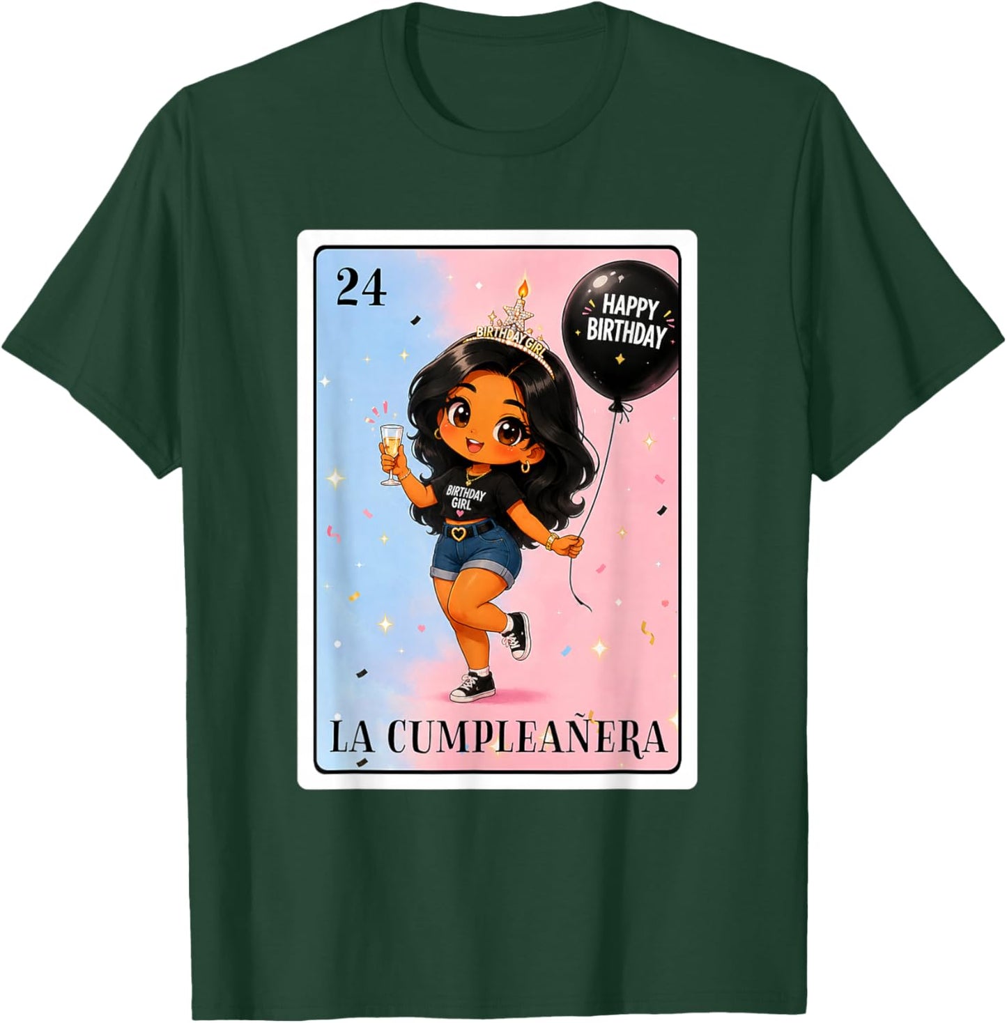 Latina La Cumpleanera Birthday Girl Mexican Bingo Card T-Shirt - T-Shirt | Forest