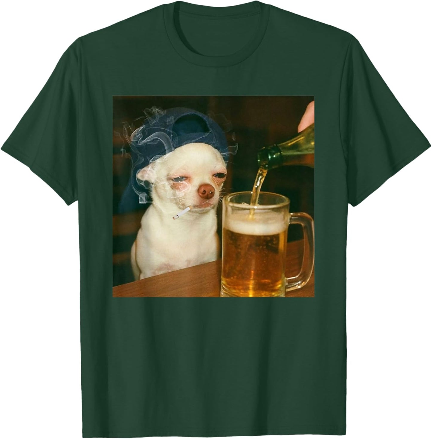 Funny Chihuahua Drinking Beer Dog Meme Gen Z T-Shirt - T-Shirt | Forest