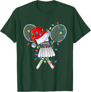 Christmas Badminton Xmas Santa Sports Hat Kids T-Shirt - T-Shirt | Forest
