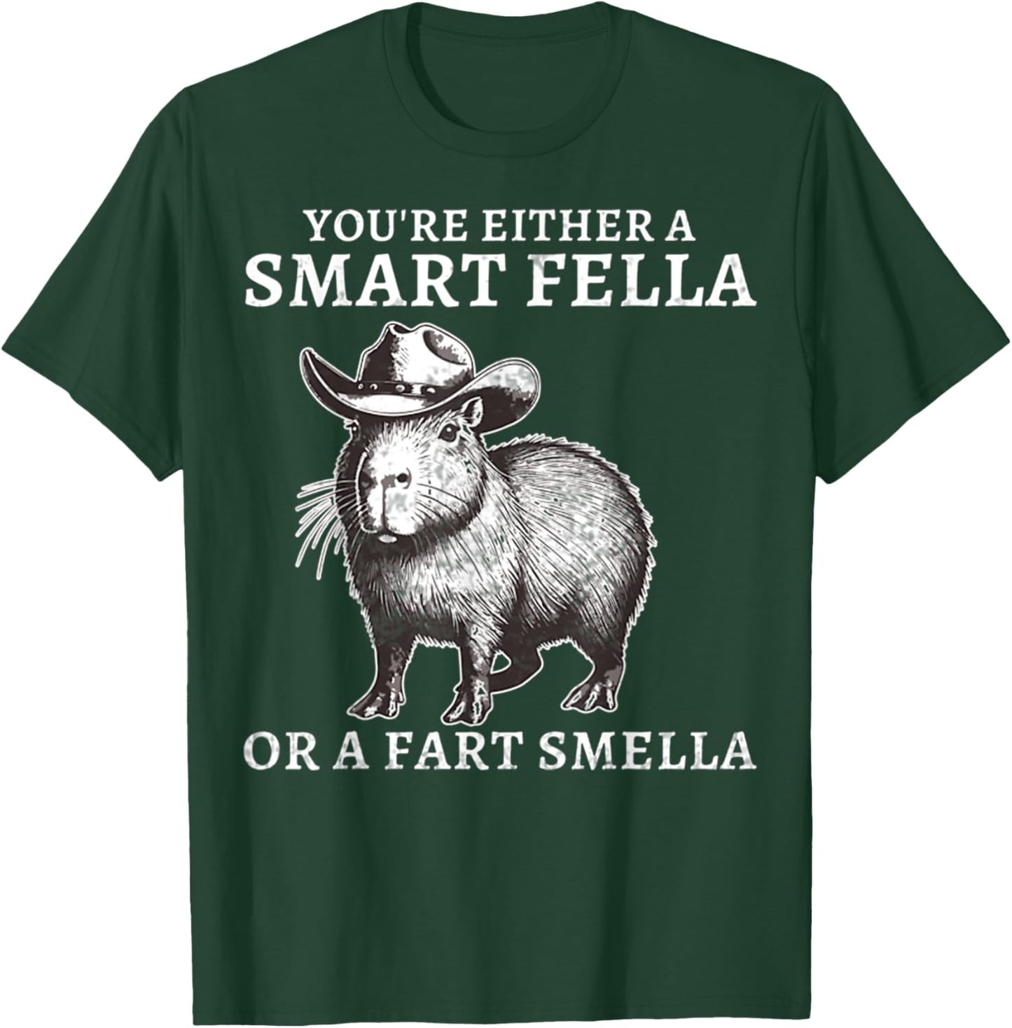 You're Either A Smart Fella Or A Fart Smella Funny Capybara T-Shirt - T-Shirt | Forest