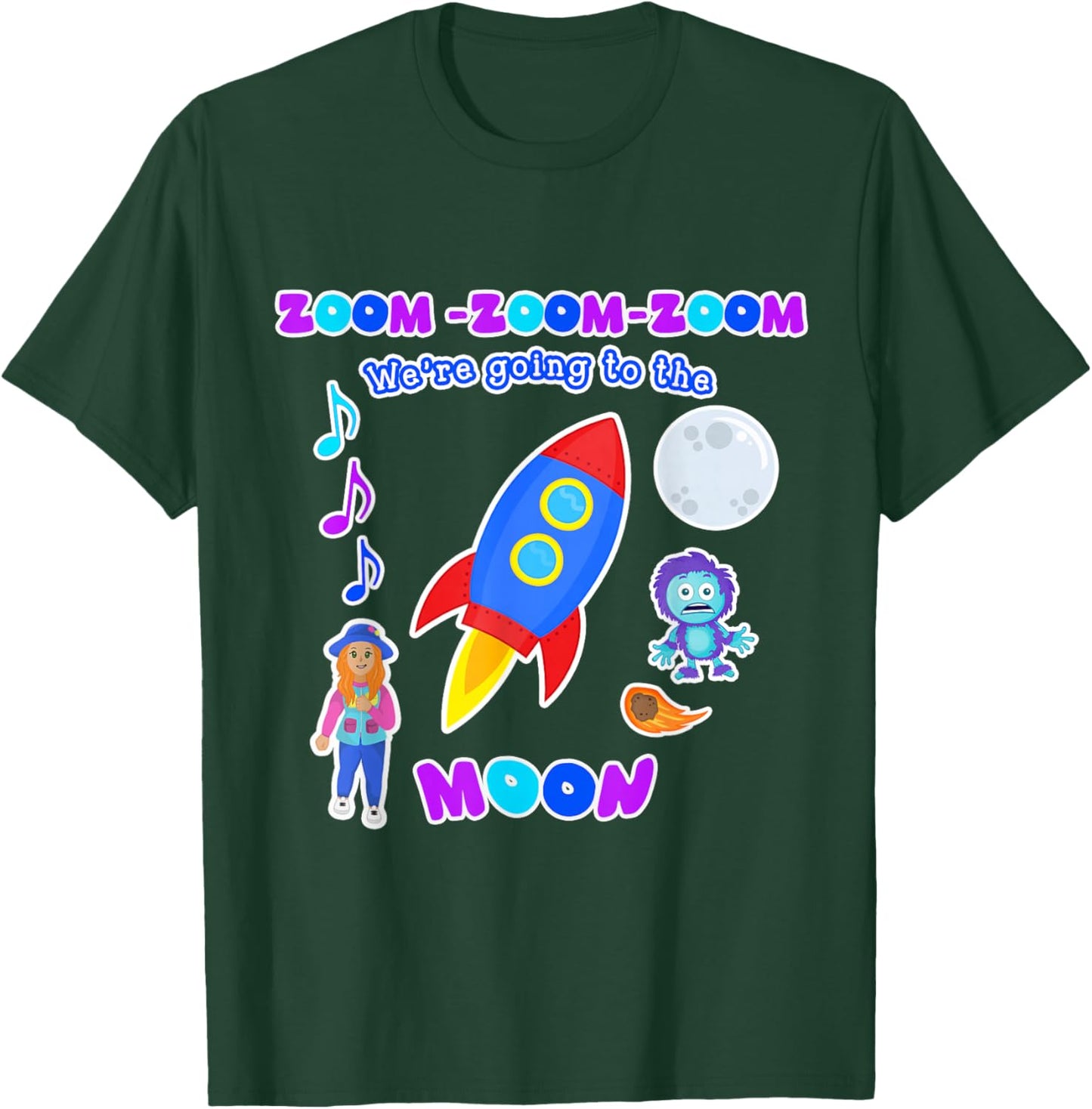 Zoom to the Moon with Ms. Sandra T-Shirt - T-Shirt | Forest