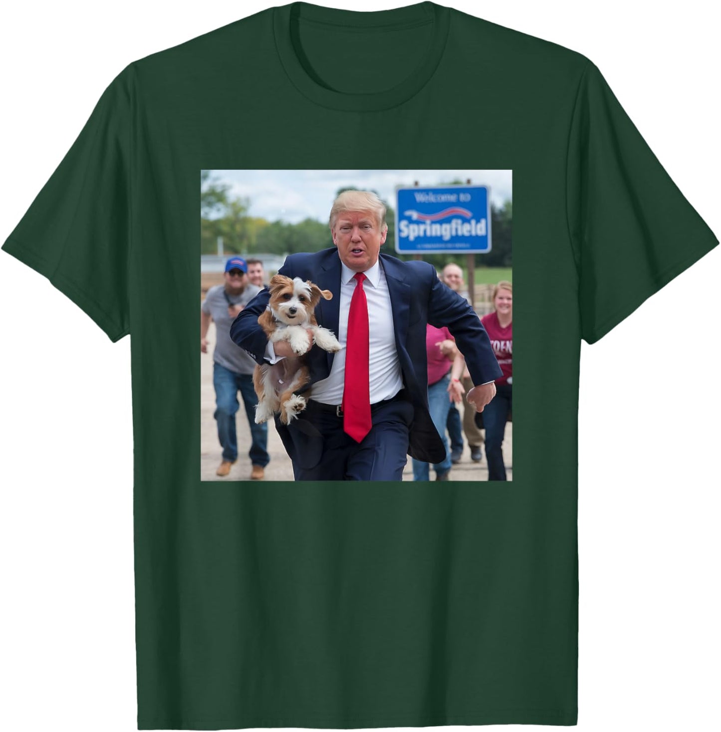 Trump Saving A Dog Funny Political Humor Photo T-Shirt - T-Shirt | Forest