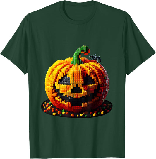Master Builder Pumpkin Kids Building Blocks Bricks Halloween T-Shirt - T-Shirt | Forest