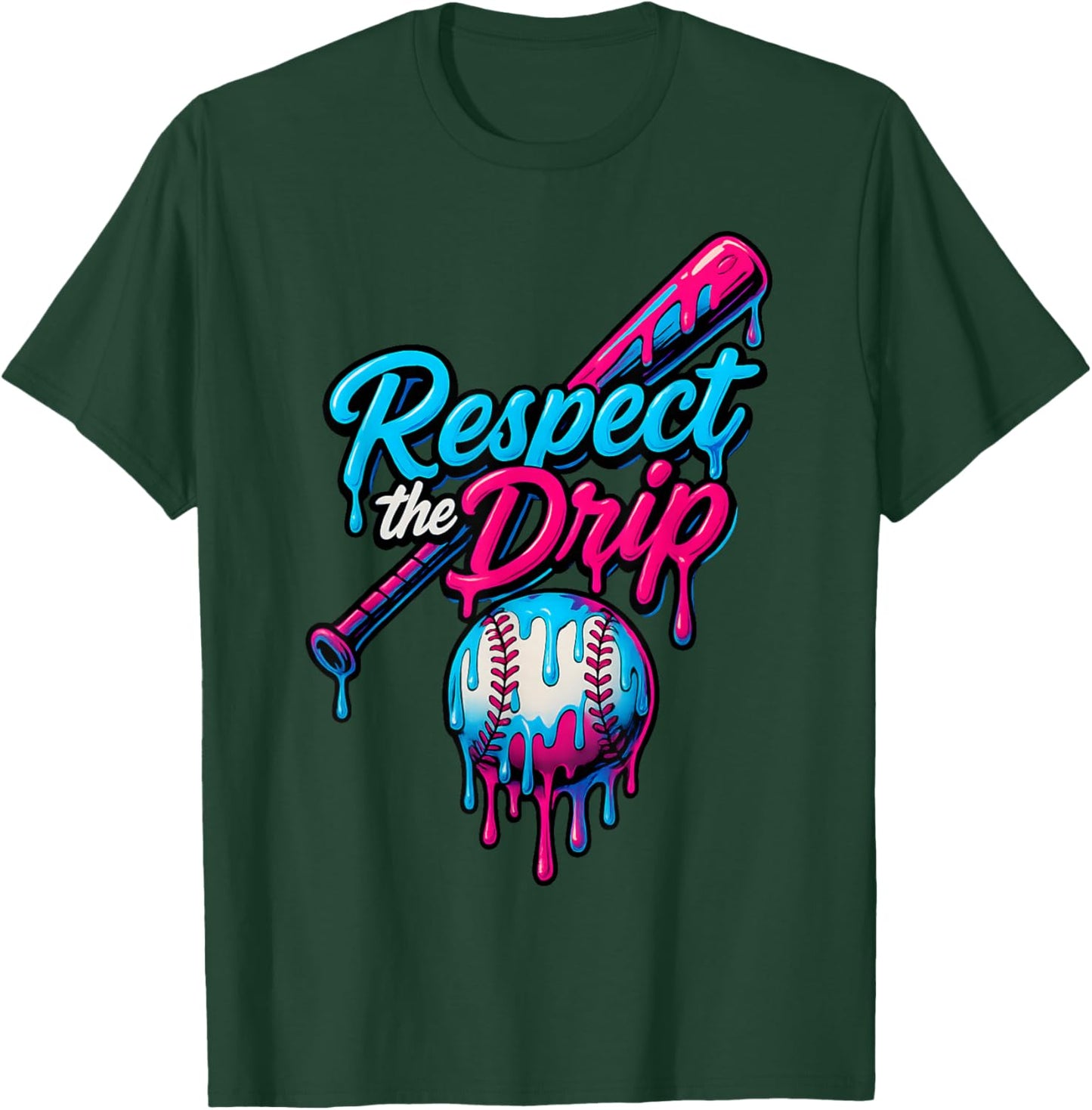 Baseball Drip Ice Cream Dripping Respect Drip Girl Boy Kids T-Shirt - T-Shirt | Forest