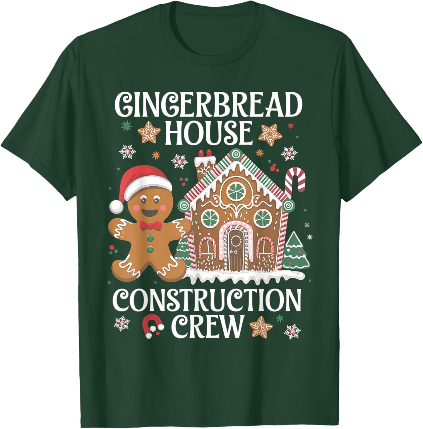 Gingerbread House Construction Crew Decorating Baking Xmas T-Shirt - T-Shirt | Forest