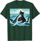 Black Cat Biting Shark Funny Kitten Kitty Art Men Women Kids T-Shirt - T-Shirt | Forest