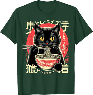 Anime Cat Ramen Japanese Kawaii Cats T-Shirt - T-Shirt | Forest