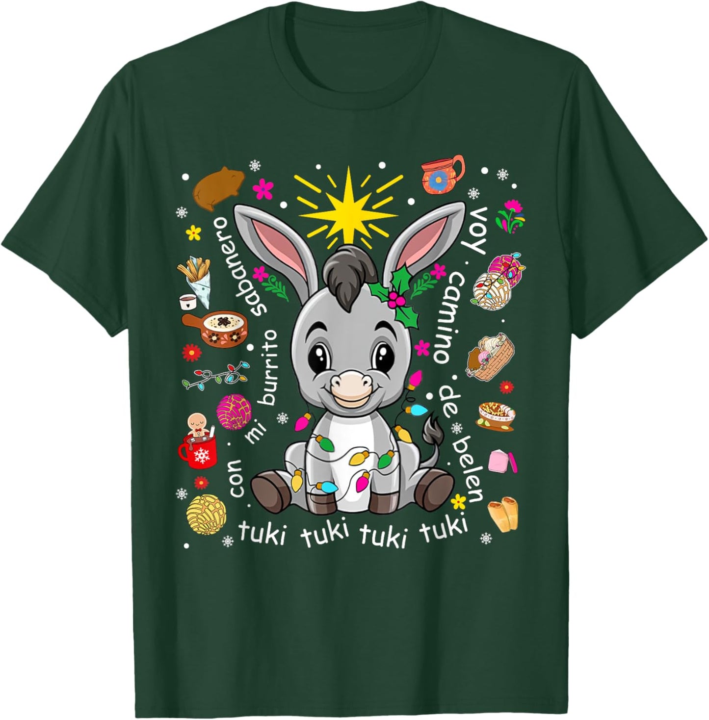Mi Burrito Sabanero Mexican Christmas Donkey Spanish Xmas T-Shirt - T-Shirt | Forest