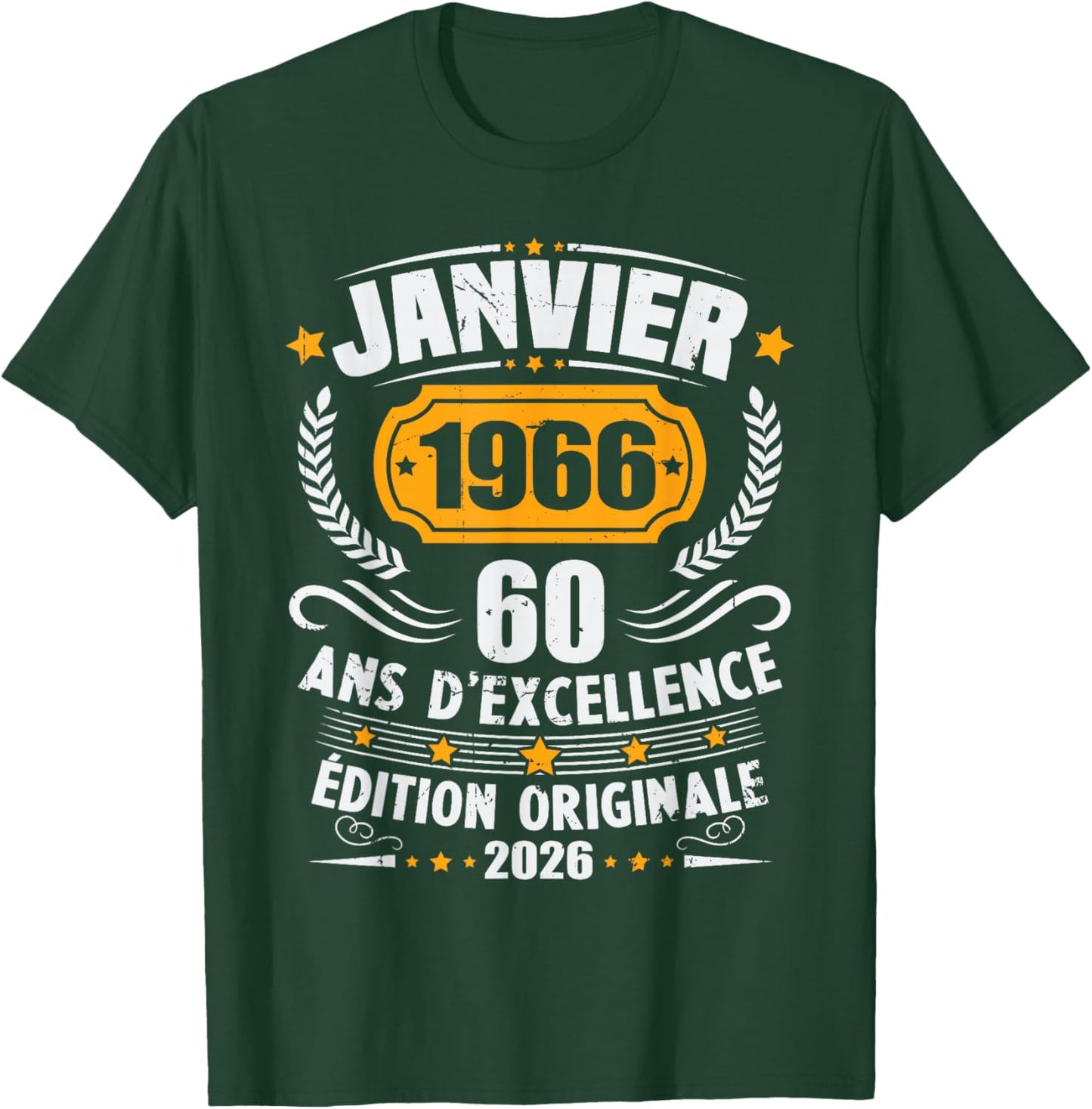 Vintage January 1966 Birthday Gift 60 Years Men T-Shirt - T-Shirt | Forest
