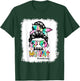 Brushstroke Messy Bun Bruh We Out Lunch Lady Bleached T-Shirt - T-Shirt | Forest